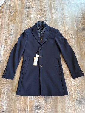 Blue Industry | Dark Navy Wool Blend Overcoat
